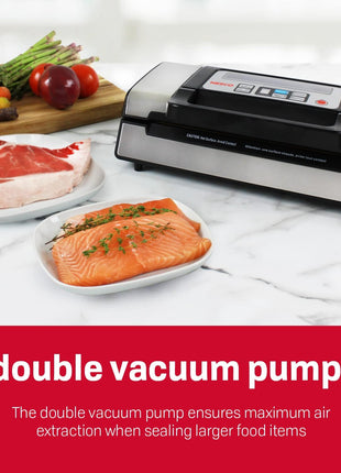 Nesco Deluxe Food VS-12 Vacuum Sealer, 130 Watts, Kit Bags & Viewing Lid, Compact, Silver