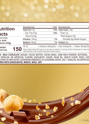 Ferrero Rocher Gourmet Hazelnut Milk Chocolate Gift Box, 42 Individually Wrapped Chocolates, 18.5 oz