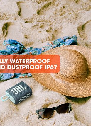 JBL Go 3 - Portable Mini Bluetooth Speaker, big audio and punchy bass, IP67 waterproof and dustproof, 5 hours of playtime, speaker for home, outdoor and travel (Black)