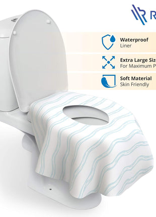 Relyo Disposable Toilet Seat Cover for Travel – 20 Pack with Covers Wrapped in Sets of 2, Non-Flushable Liners, Fits Most Seats – Kids, Toddlers, Adults (Waves, 20)