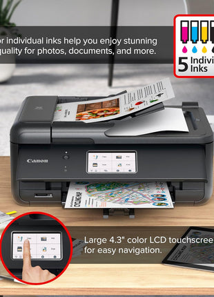 Canon PIXMA TR8620a - All-in-One Printer Home Office|Copier|Scanner|Fax|Auto Document Feeder | Photo, Document | Airprint (R), Android, Black, Works with Alexa