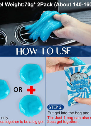 Car Interior Duster Detail Brush Cleaning Gel Kit, Soft Dash Vent Dusting Slime Putty Detailing Brushes Accessories Essentials Supplies Tools for Auto,Truck,SUV,RV