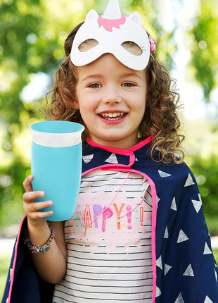 Munchkin Sippy Cups for Toddlers 1-3, Spill Proof Miracle 360 Cup, 10 Ounce, 2 Pack, Green/Blue