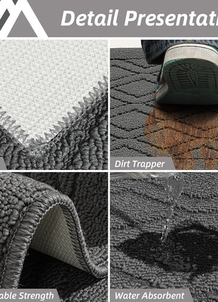 COSY HOMEER 48x20 Inch/30x20 Inch Kitchen Rug Mats Made of 100% Polypropylene 2 Pieces Soft Kitchen Mat Specialized in Anti Slippery and Machine Washable (Grey)