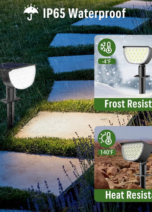 Solar Lights Outdoor Waterproof IP65, Solar Powered 76 LED 3 Lighting Modes Solar Spot Lights Outdoor for Yard Garden Landscape Pathway (Cool White, 4 Pack)