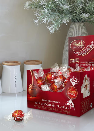 Lindt LINDOR Milk Chocolate Truffles, 60 Count Box, 25.4 Ounce
