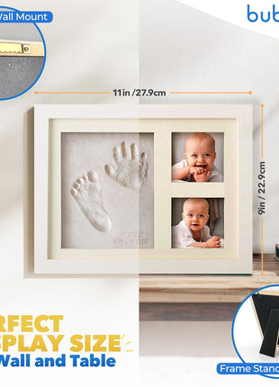 Baby Hand & Footprint Kit, Clay Handprint Keepsake Frame, Newborn Nursery Picture Frames, Hand Print Mold Kit, Personalized New Mom Gifts for Baby Shower & Registry (Fresh White)
