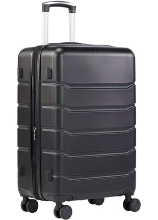 Sweetcrispy Carry on Luggage,Hard Shell Expandable Double Spinner Rolling Wheels Suitcase,TSA Lock, Charcoal Black, 21 Inch