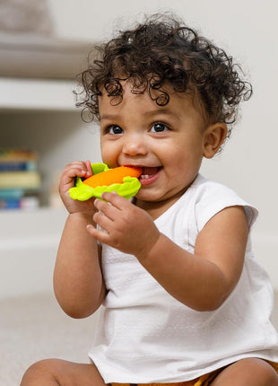Infantino Lil' Nibbles Textured Silicone Teether, BPA-Free Baby Teething Toy, Soft, Easy to Hold, Sensory Stimulation for Infants, Carrot