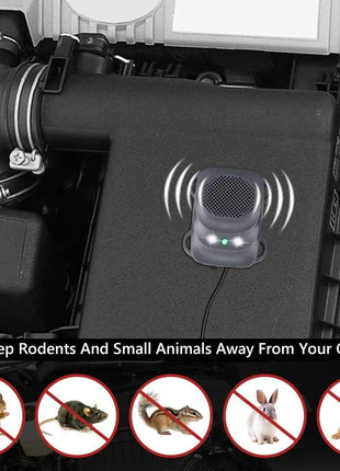 Rodent Repellent for Car Engine Under Hood Rodent Repeller with Strobe Lights Ultrasonic Mouse Repellent Mice Deterrent Squirrel Repeller RV Protection for 12V 24V Car Battery 1 Pack