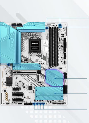 ASRock Z890 Pro RS WiFi 6E White Intel Core Ultra LGA1851 RL-ILM DDR5 8666 MHz 256 GB ATX Motherboard M.2