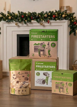 Inflame Fire Starters 70 pcs Fire Starters for Campfires, Grill, BBQ, Fireplace, Woodstove - Charcoal Starter - Waterproof, Weather-Resistant - Natural Wood Fireplace Starters