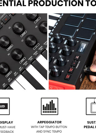 Akai Professional MPK Mini MK3 25-Key USB MIDI Keyboard Controller | Velocity-Sensitive Mini Keys, 8 MPC Pads, 8 Knobs, Software Suite Included, for Beat Makers, Music Producers and Home Studios