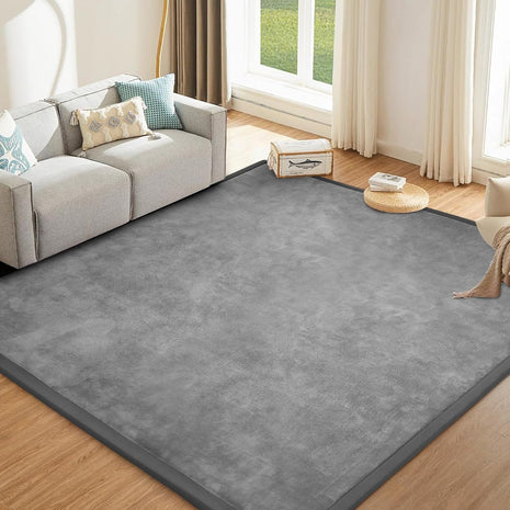 Baby Play Mat for Floor Nursery Rug Muscle Mat Area Rug Playroom Rug 79"x110" Playpen Mat Elastic Foam 1.3" Thick Crawling Mat for Babies,Toddlers, Infants, Kids,Grey
