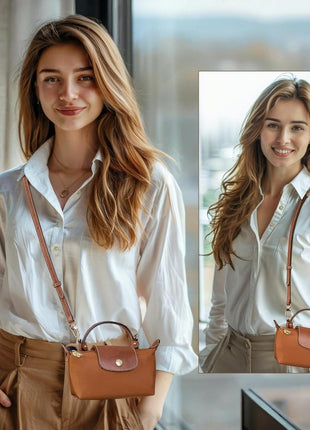 Purse Straps Replacement, Leather Handbag Crossbody Shoulder Strap Kit Adjustable for Mini Longcamp Tote Bag Women