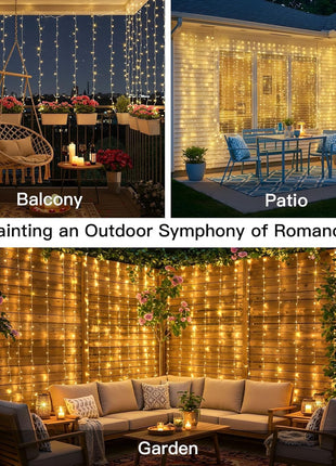 200 LED Curtain Lights Fairy Lights with Remote Bedroom 6.5x6.5ft | Warm White,USB Powered , IP44 Waterproof Indoor Outdoor Decor for Christmas Wedding Backdrop