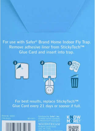 Safer Home SH503 Trap Refill Pack of Glue Cards for SH502 Indoor Fly Trap, Official Safer Home Refills with StickyTech Glue Card Technology, 3 Count (Pack of 1)