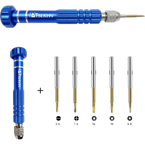 5-in-1 Multifunctional Small Screwdriver, PTSLKHN S2 Steel Magnetic Screwdriver Kit for Eyeglass, Sunglasses, Electronics, Cellphone, Jewelry and More
