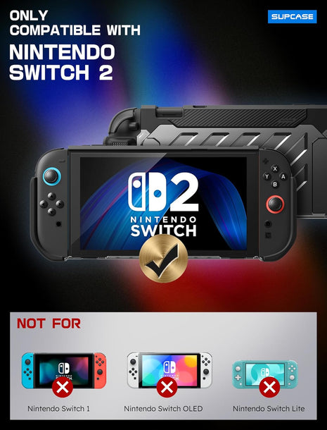 SUPCASE Unicorn Beetle Pro Case for Nintendo Switch 2 2025, [Military-Grade Protection] [Joy Con Remove Friendly] Dockable Integrated Cover Accessories Compatible with Switch 2, Black