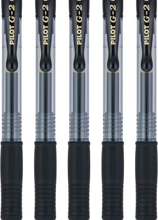 PILOT G2 Pens, 0.7mm, Black Ink, 5-Pack