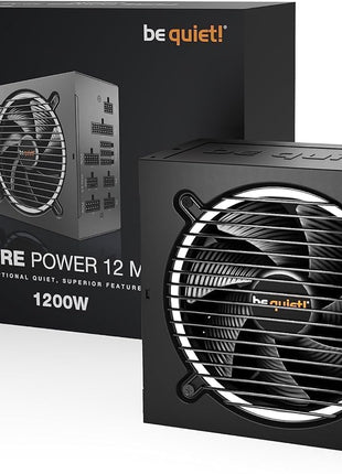 be quiet! Pure Power 12 M 1200W Modular Power Supply | 80 Plus® Gold | ATX 3.1 | PCIe 5.0 GPUs and 6+2 pin connectors | 12VHPWR Cable Included | Silent 120mm be quiet! Fan - BN513 I 10 Year Warranty