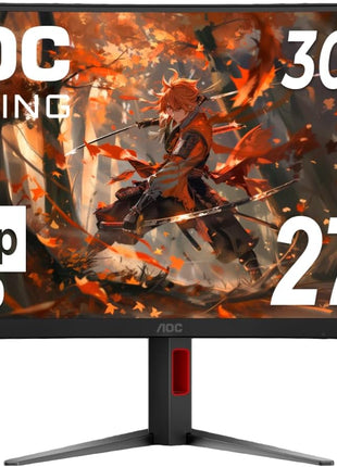 AOC C27G2Z 27 inch Curved Frameless Ultra-Fast Gaming Monitor, FHD 1080p, 0.5ms 240Hz, FreeSync, 2 x HDMI 2.0, 1 x Display Port, Height Adjustable, Xbox PS5 Switch Ready, 3-Year Zero-Bright-Dot