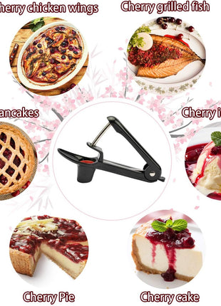 Cherry Pitter   Ordekcity Stainless Steel Cherries Corer Pitter Tool with Hand held Push Design, Save Time & Space for Making Cherry Jam with Lock Design(Black)