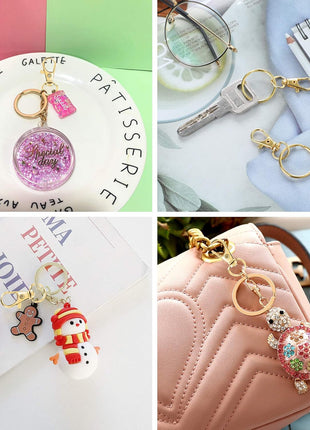 100PCS Gold Swivel Clasps Lanyard Snap Hooks with Key Rings, Key Chain Clip Hooks Lobster Claw Clasps for Keychains Jewelry DIY Crafts