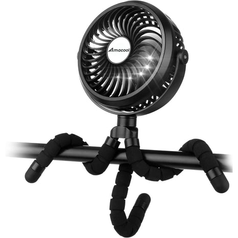 AMACOOL Battery Operated Stroller Fan, Portable Clip On Fan Rechargeable | Baby Travel Essentials for Beach Disney, Newborn Boy & Girl Gifts Registry Search, Cooling for Car Seat Wagon Crib Treadmill