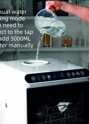 Dishwasher Tabletop dishwasher Portable Small fully automatic dishwasher with four wash modes plus drying and sterilizing modes Can be connected to the tap and filled manually