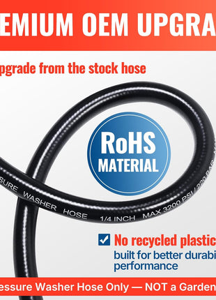 YAMATIC Pressure Washer Hose 50FT x 1/4 inch, 3200 PSI Kink Resistant OEM-Quality Upgrade Power Washer Replacement/Extension with M22-14mm Brass Fittings for Ryobi, Troy Bilt, Greenworks, CRAFTSMAN