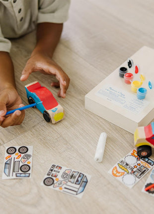 Melissa & Doug Decorate-Your-Own Wooden Craft Kits Set - Race Car and Monster Truck
