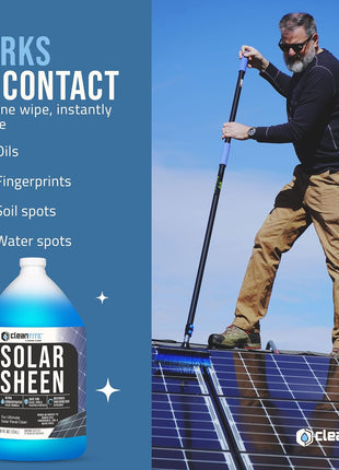 Solar Panel Cleaner 1 Gallon (Makes 512 G) - Super Concentrated Cleaning Solution for Glass, Metal, Wood & Plastic - Remove Oil, Fingerprint & Water Spots - Multipurpose Solar Panel Cleaning