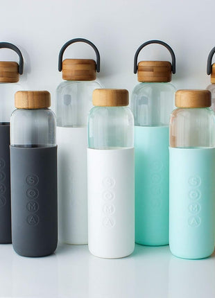 Soma Glass Water Bottle with Silicone Sleeve, BPA-Free, Mint, 25oz