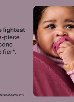 Tommee Tippee Ultra-Light StayPut Pacifier, | One-Piece Silicone Design, 0-6m, 4 Pack
