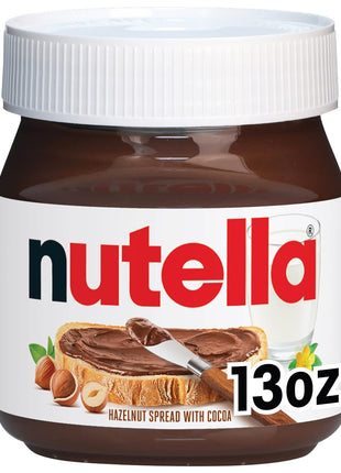 Nutella Creamy Chocolate Hazelnut Spread with Cocoa, Sweet topping for breakfast and desserts, 13 oz