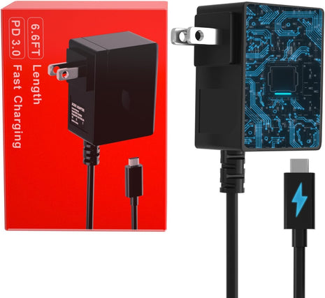 6.6FT Fast Charger for Nintendo Switch, USB C Type C Power Adapter Compatible with Nintendo Switch/Lite OLED/Dock, 15V/2.6A Supports TV Mode and Dock Station, for PS5 Pro Controller