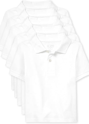 The Children's Place Baby Boys and Toddler Boys Short Sleeve Pique Polo, White, 5T