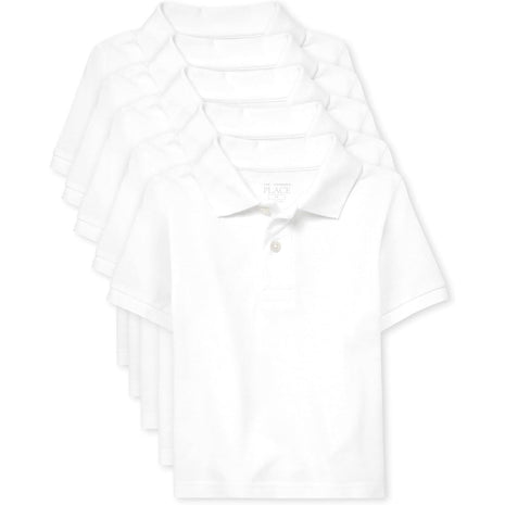 The Children's Place Baby Boys and Toddler Boys Short Sleeve Pique Polo, White, 5T