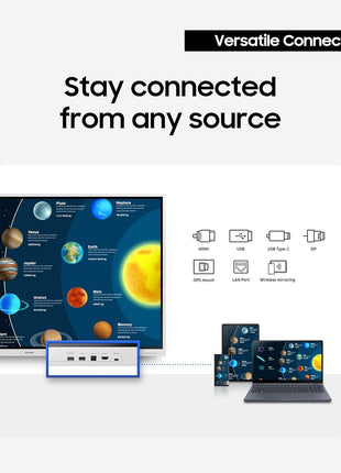 Samsung Pro 65" 4K WMB Interactive Display, SmartView+, Built-in Speakers, Wi-Fi and Bluetooth Embedded, Durable Screen, Universal Pairing, LH65WMBWBGCXZA