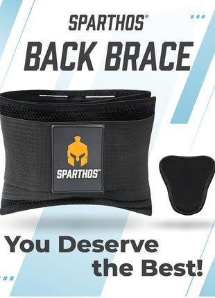 Sparthos Back Brace for Women & Men, Sciatica, Lower Back Pain - Black-L | Herniated Disc & Scoliosis Pain Relief, Adjustable Back Support Belt, Lumbar Pad, Breathable Mesh for Work & Heavy Lifting