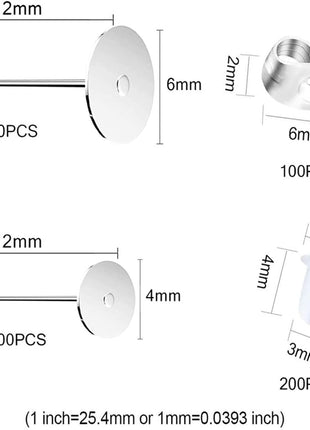 450PCS Earring Posts Stainless Steel Flat Pad,Hypoallergenic Stud Earrings with Butterfly and Rubber Bullet Earring Backs for Jewelry DIY Making Findings (Silver) (Silver)
