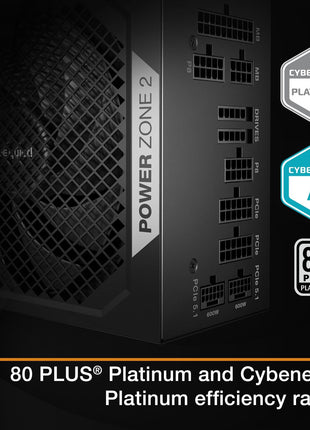 be quiet! Power Zone 2 1000W ATX 3.1 PSU | 80 Plus and Cybenetics Platinum Efficiency | Zero RPM Low-Noise Power Supply | PCIe 5.1 Ready | Black | BP008US