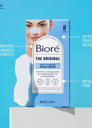 Bioré Original Blackhead Remover Strips, Deep Cleansing Nose Strips With Instant Pore Unclogging, Features C-Bond Technology, Oil-Free, Non-Comedogenic Use, 14 Count