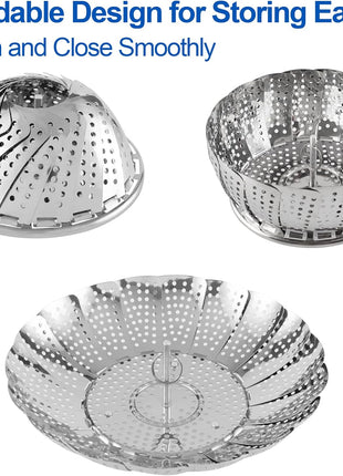 Vegetable Steamer Basket, Premium Stainless Steel Veggie Steamer Basket   Folding Expandable Steamers to Fits Various Size Pot Small by SAYFINE (5.5 inch to 9.2 inch)