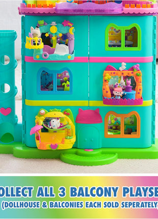Gabby's Dollhouse Baby Box Talent Show Balcony Playset, 8-Pcs with Toy | Balcony Playset, Baby Box Cat Figure, Magic Hat Accessory, Surprise Toy Charm, Kids Toys for Girls & Boys Ages 3+