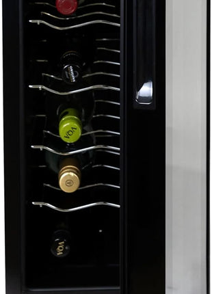 Koolatron 12 Bottle Wine Fridge – Freestanding Wine Cooler with Glass Door, 1.2 Cu Ft (33L) Beverage Can Refrigerator, Digital Temperature Control, Ideal for Red, White & Sparkling Wine, Champagne
