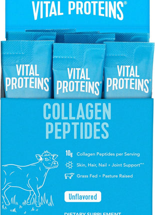 Vital Proteins Hydrolyzed Collagen Peptides Powder Supplement (Type I & III), 8ct Travel Packs (10g per Serving) - Dairy & Gluten Free, Unflavored