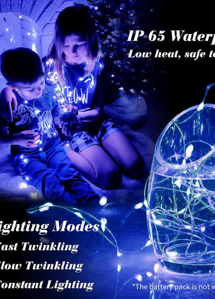 ZGWJ 12 Pack Fairy Lights Battery Operated, 7ft 20 Mini LED Fairy String Lights Silver Wire 3 Modes for DIY, Parties, Wedding, Bedroom, Halloween Christmas Decoration Blue