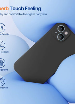 miracase Designed for iPhone 14 Case,[Upgraded Enhanced Camera Protection],Shockproof Liquid Silicone Case with Microfiber Lining, 6.1 inch,Black